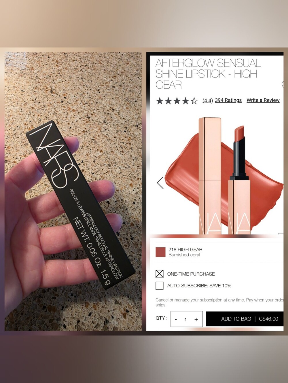 NARS Afterglow Sensual Shine Lipstick — High Gear